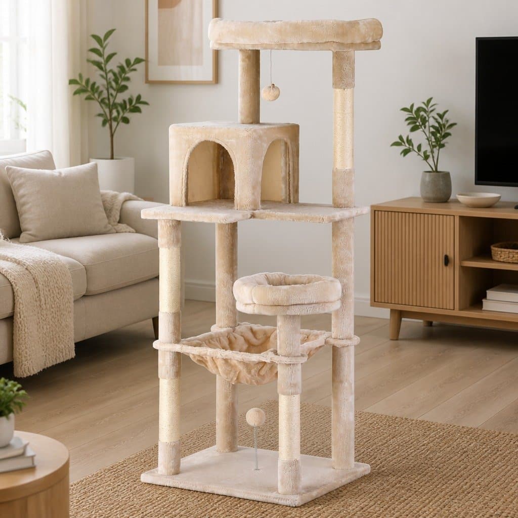 143cm Multi-Level Cat Tree with Scratching Post