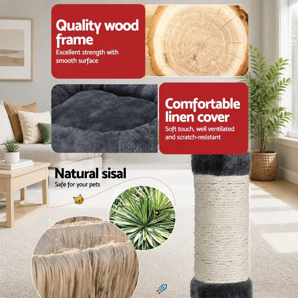 144cm Multi-Level Cat Tree with Scratching Post