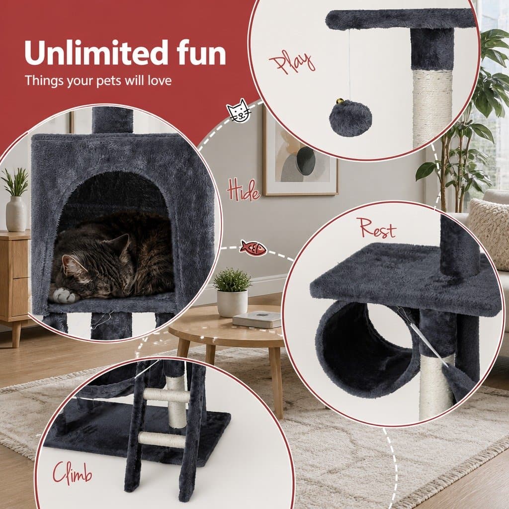 144cm Multi-Level Cat Tree with Scratching Post