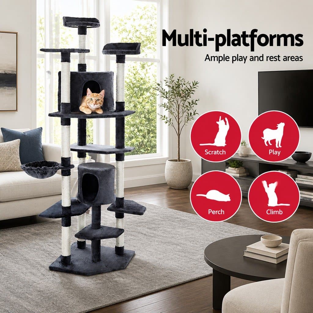 Multi-Level Cat Tree Tower with Scratching Post