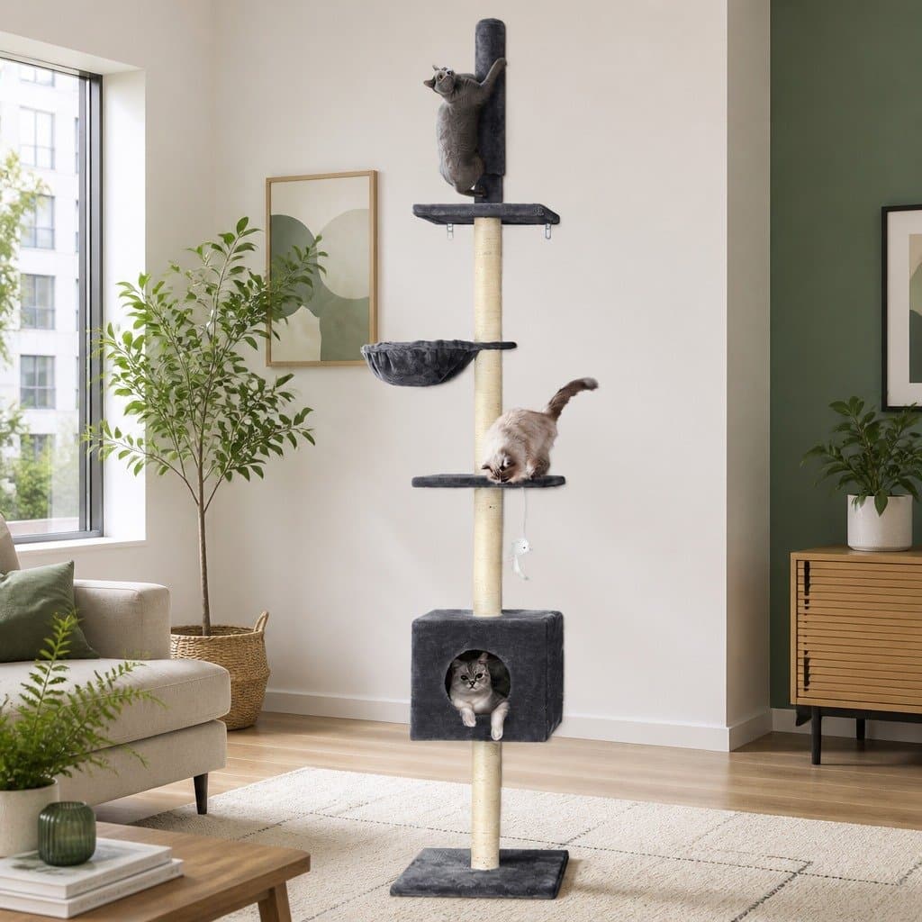 Cat Tree Tower with 4 Platforms, Dark Grey