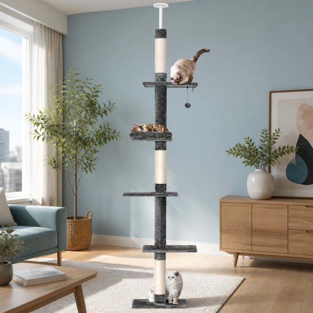 290cm Cat Tree with 5 Levels and Plush Cover