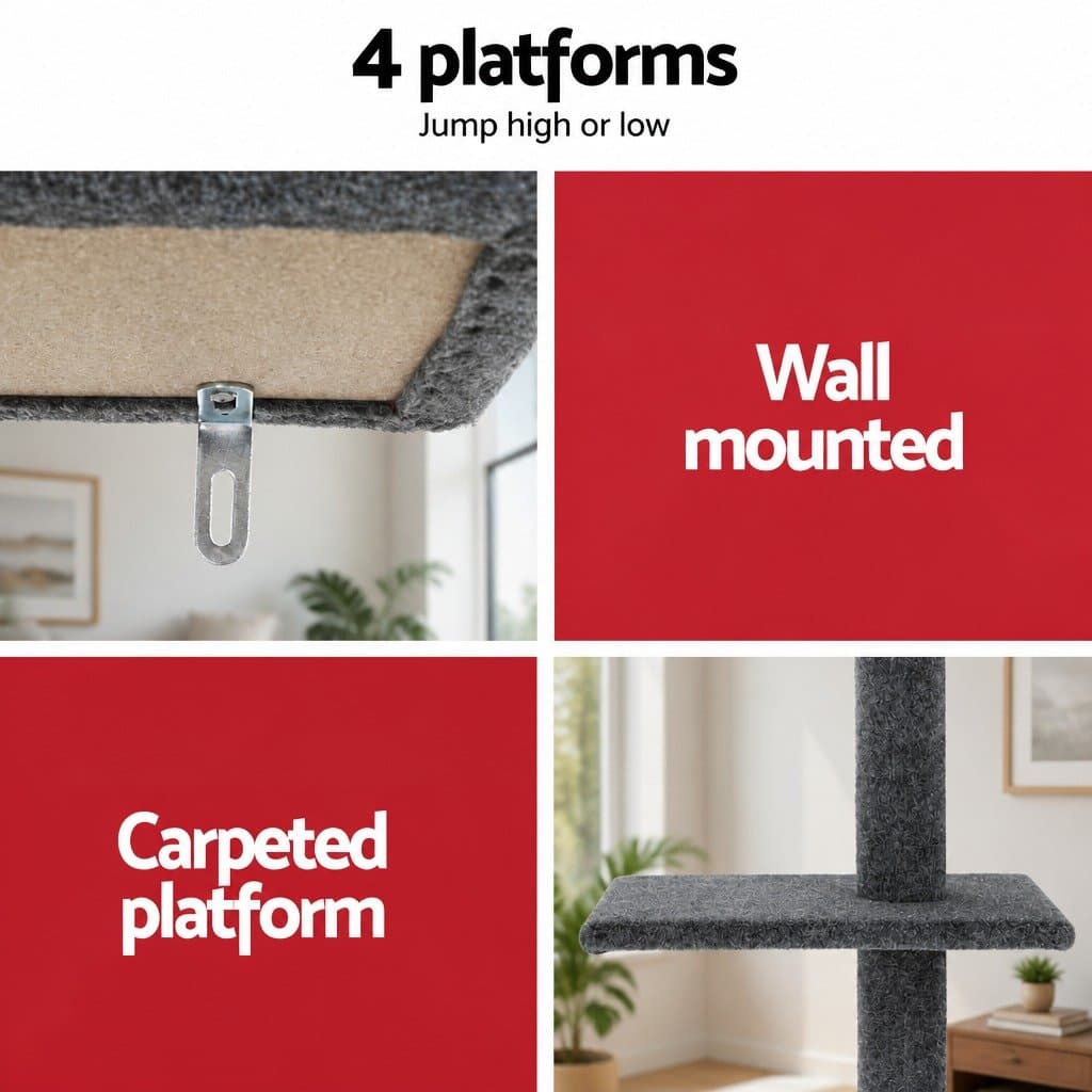 Cat Tree with 4 Platforms and Adjustable Height
