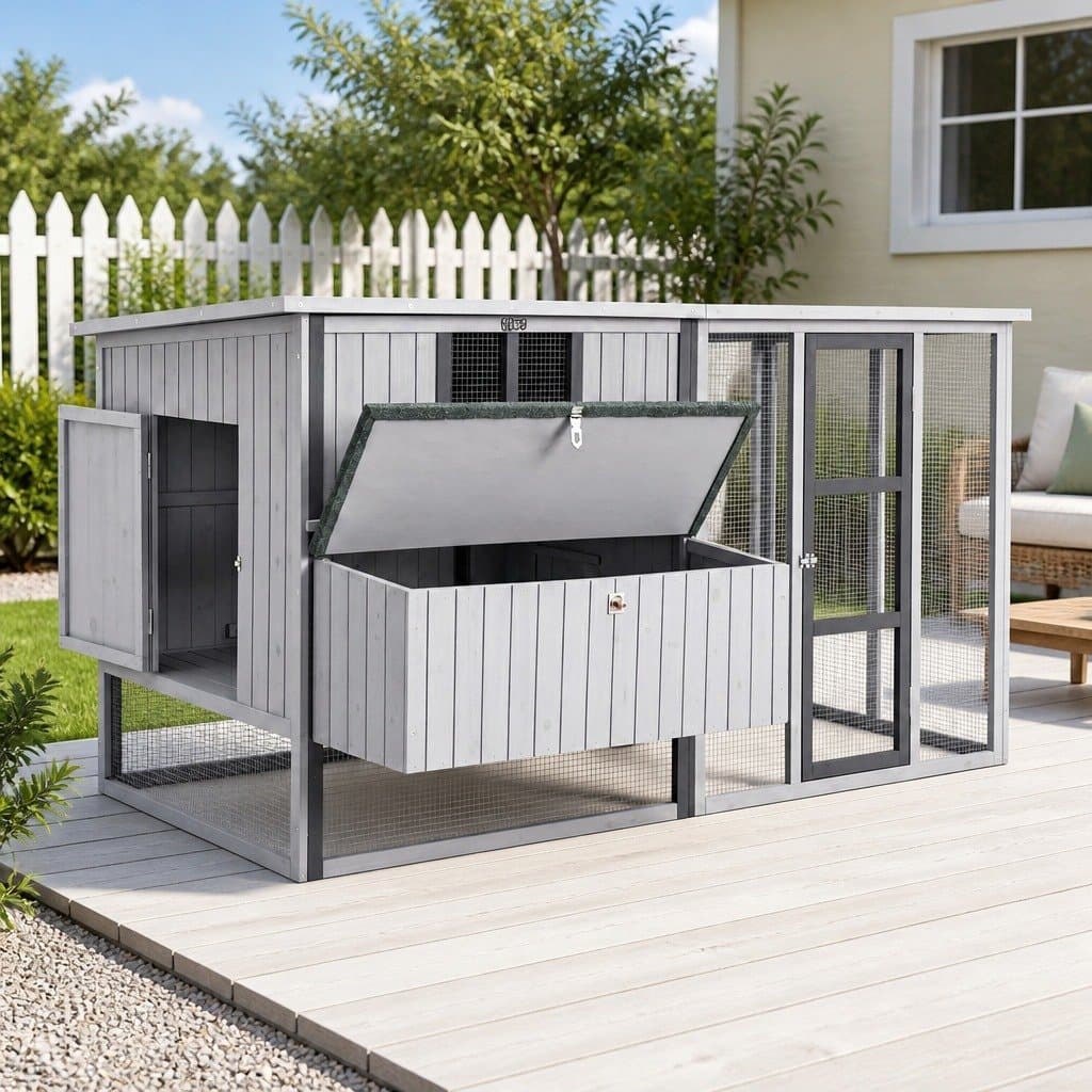 Chicken Coop 219cm Rabbit Hutch Poultry Cage