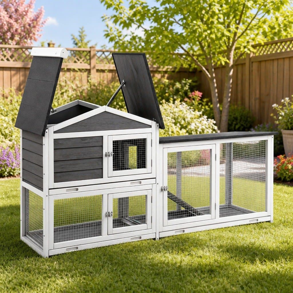 Extra Large Wooden Chicken Coop and Rabbit Hutch with Ramp