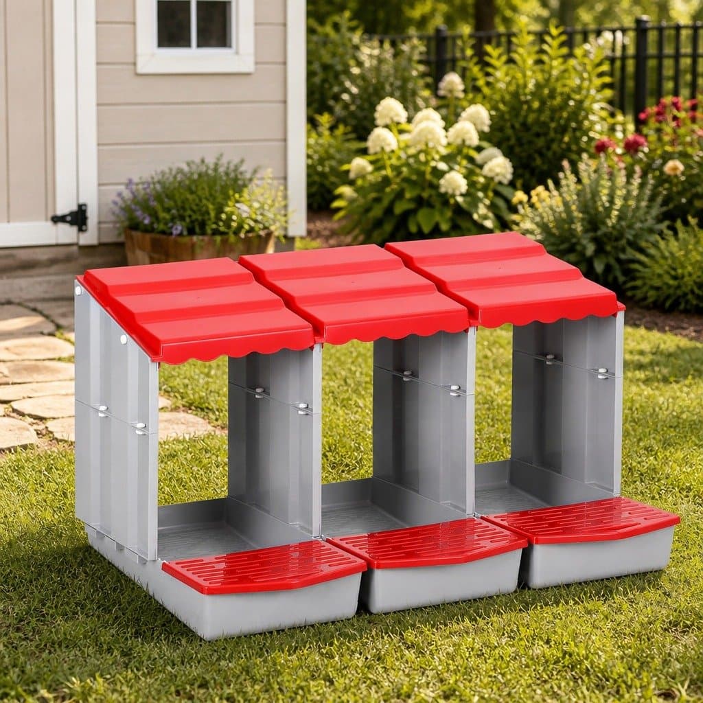 3-Hole Chicken Nesting Box with Roll Away System