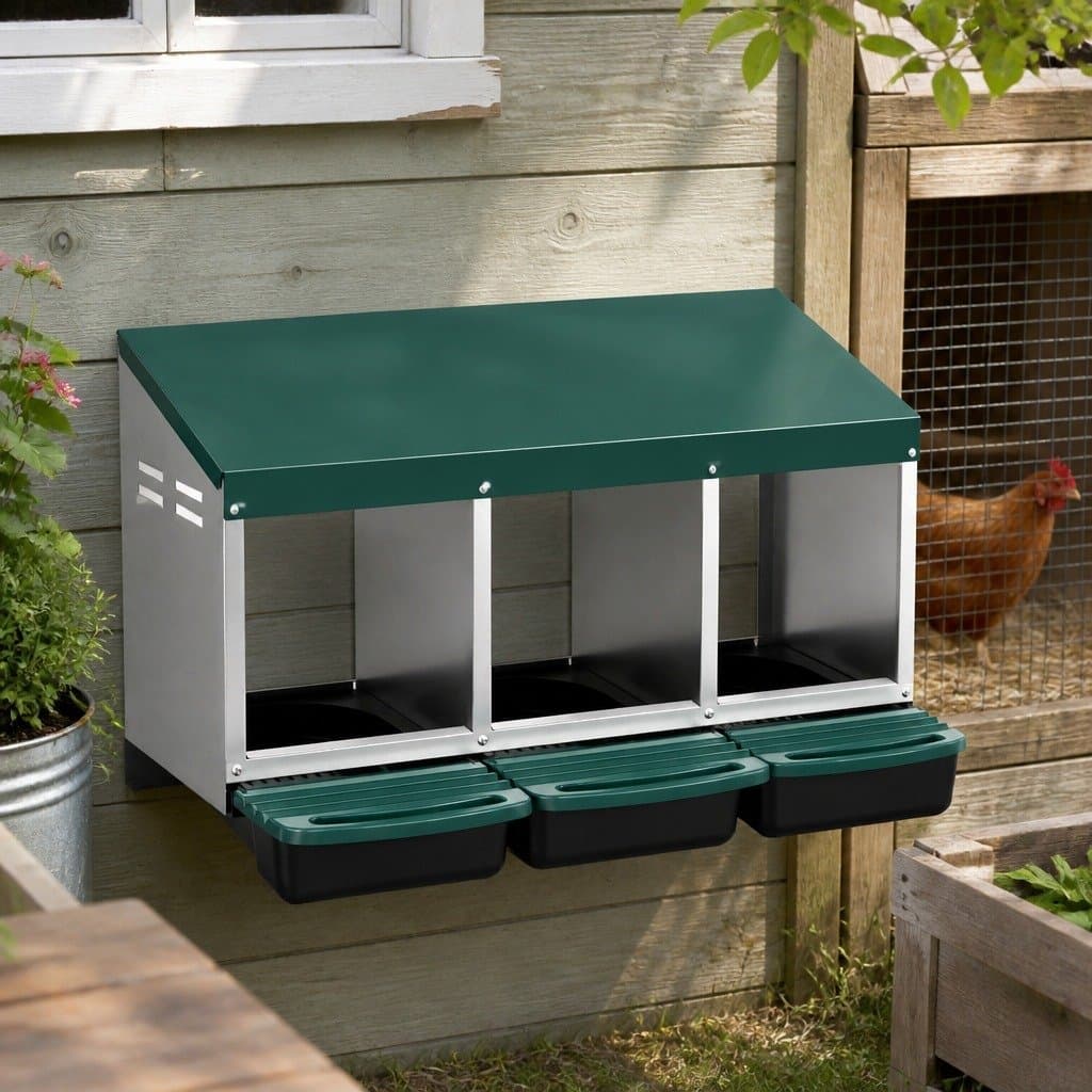 3-Hole Roll Away Chicken Nesting Box in Green