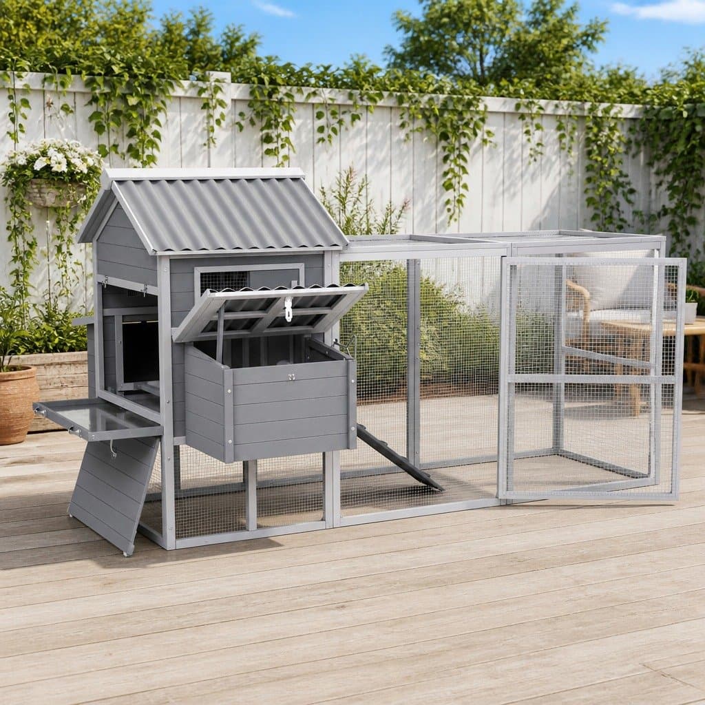 Large Wooden Rabbit Hutch and Chicken Coop for Outdoor Use