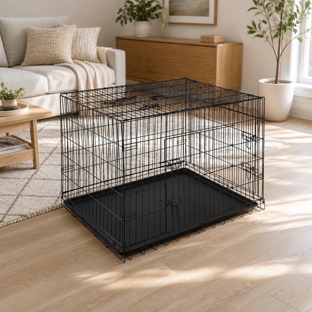 42" Large Foldable Dog Cage with 3 Access Doors