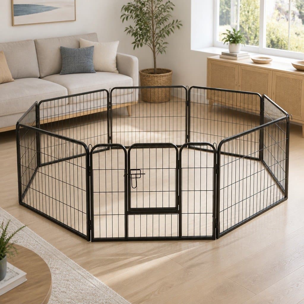 8 Panel Metal Pet Playpen 24" Foldable Fence