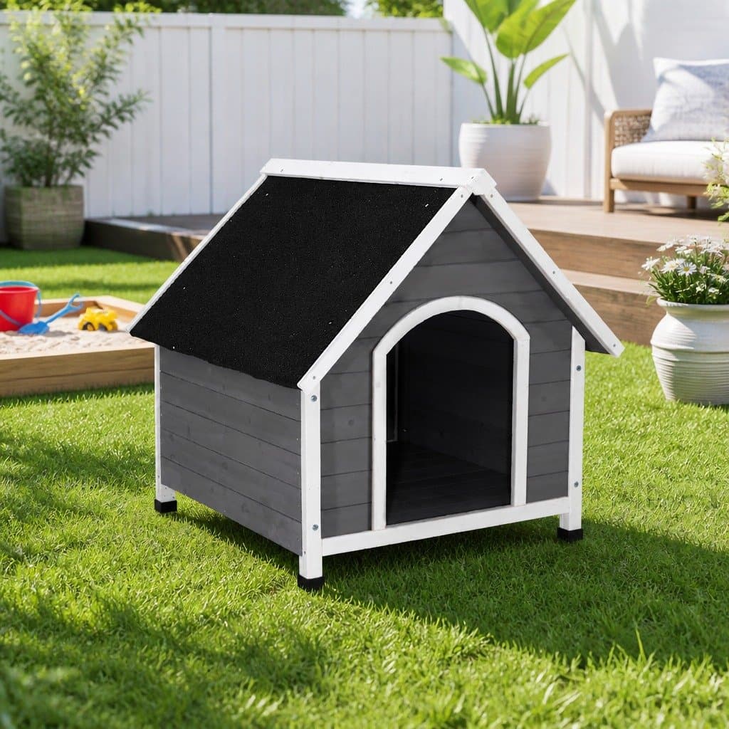 Large Grey Wooden Dog Kennel for Indoor and Outdoor Use