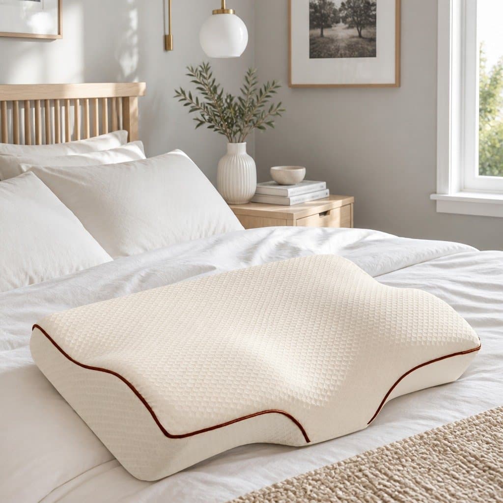 Memory Foam Pillow Ergonomic Butterfly Neck Cervical Support Dual Height