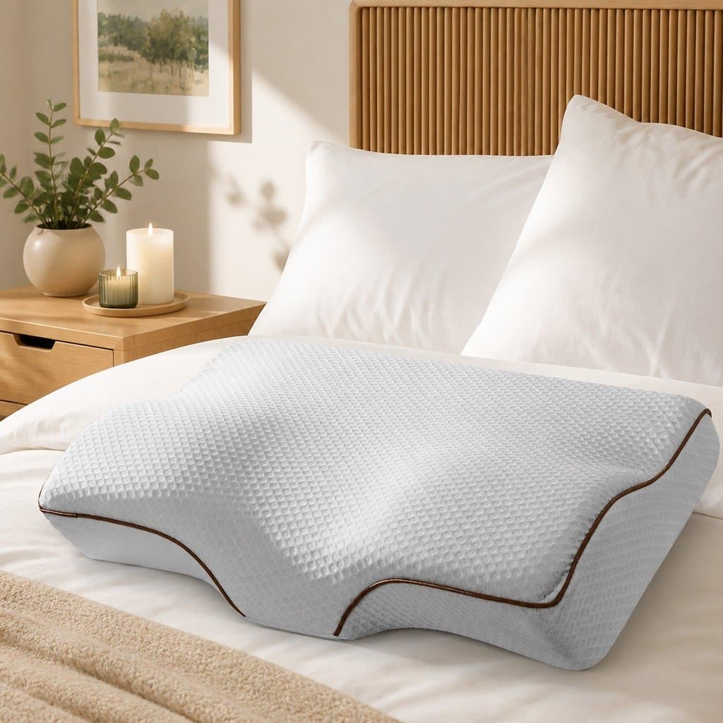 Ergonomic Butterfly Memory Foam Pillow in Grey 60x35cm