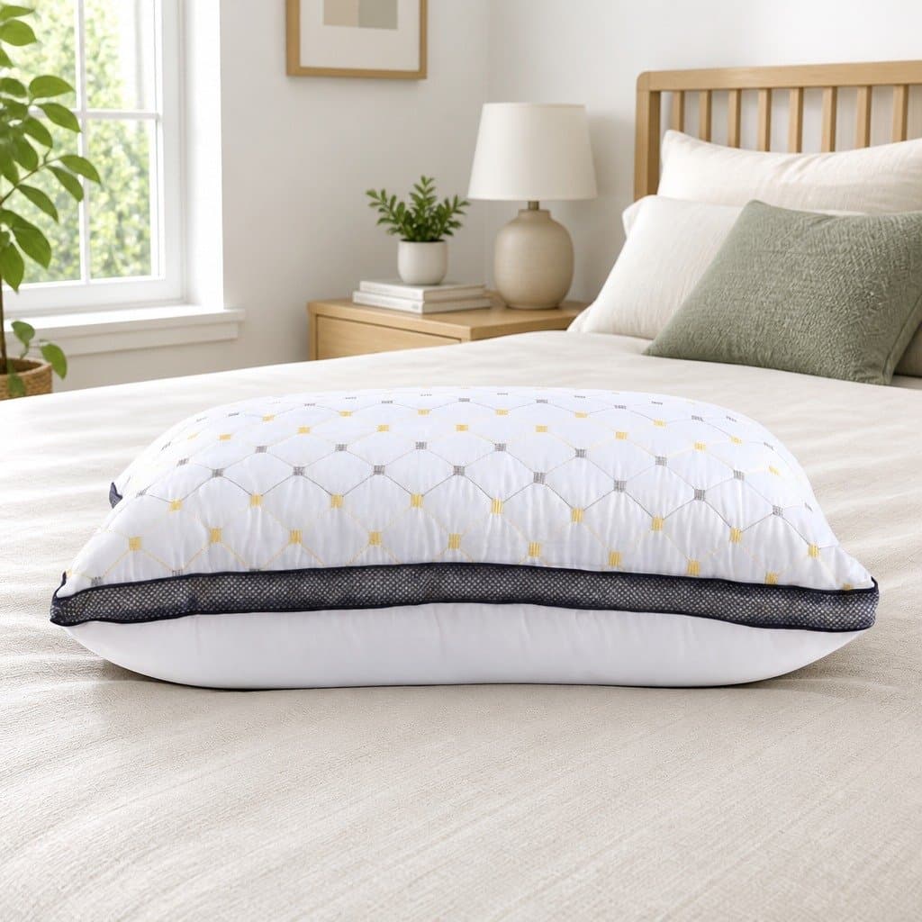 Microfibre Pillow White Soft Bedding Sleep Support Embroidery Design 70x45cm
