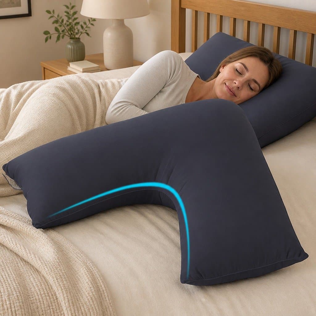 V-Shape Body Pillow Boomerang Nursing Pregnancy Support Cushion Grey