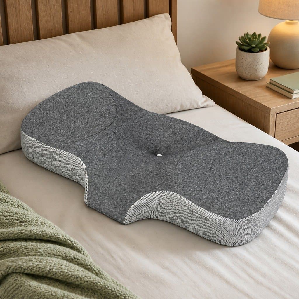 Ergonomic Memory Foam Neck Support Pillow Grey
