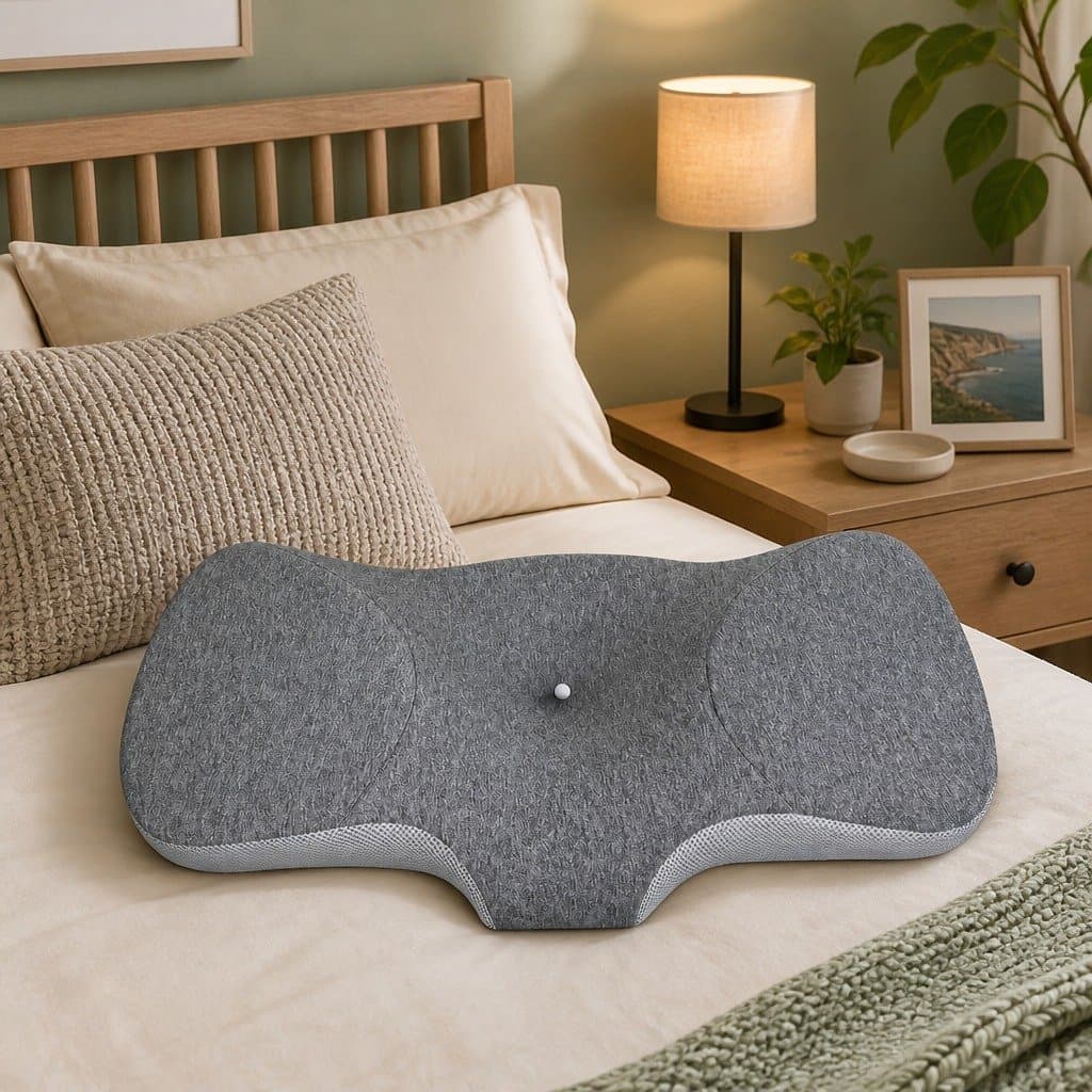 Ergonomic Memory Foam Neck Support Pillow Grey