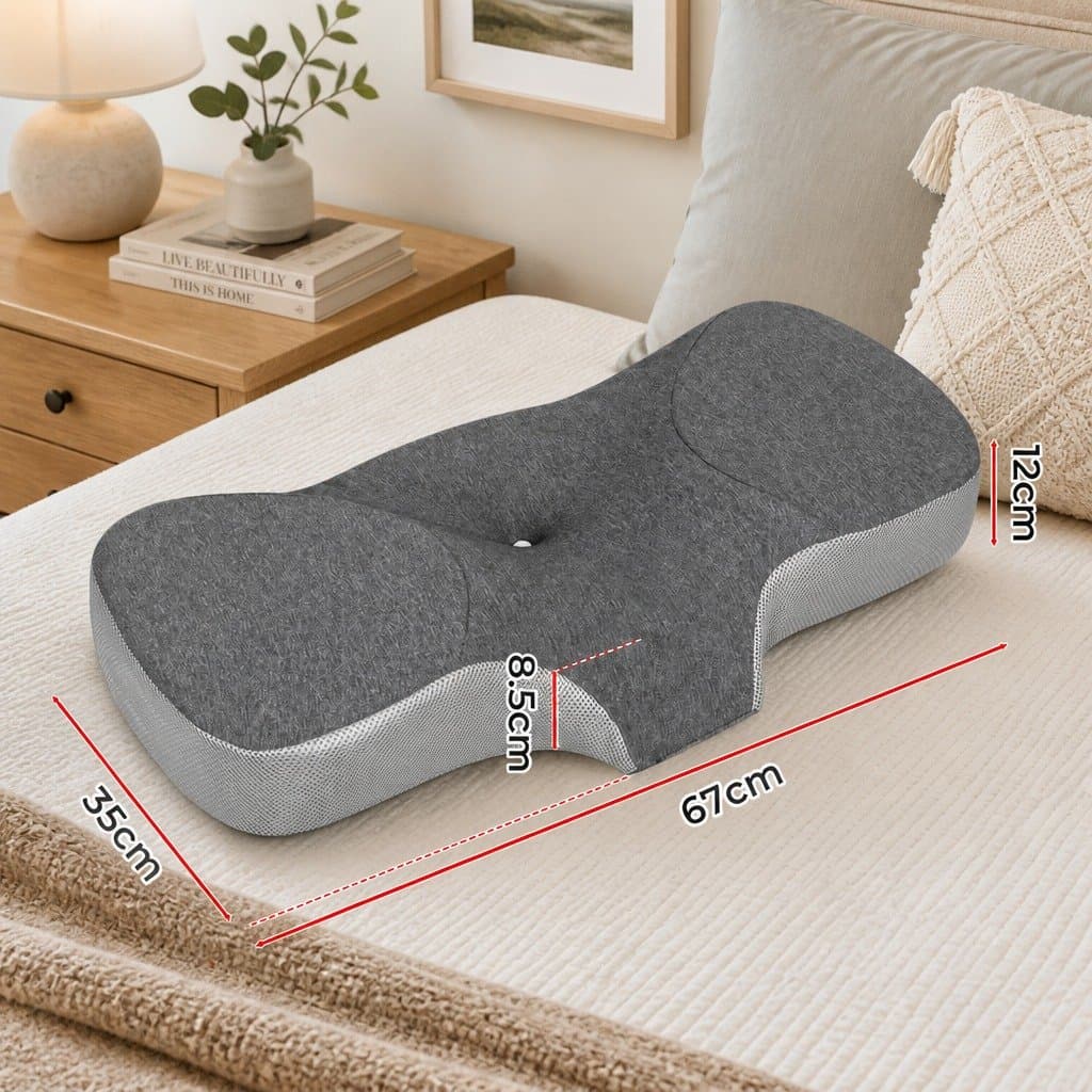 Ergonomic Memory Foam Neck Support Pillow Grey