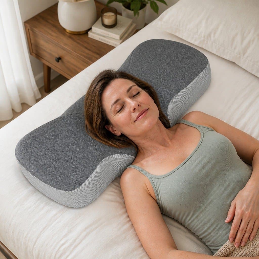 Ergonomic Memory Foam Neck Support Pillow Grey