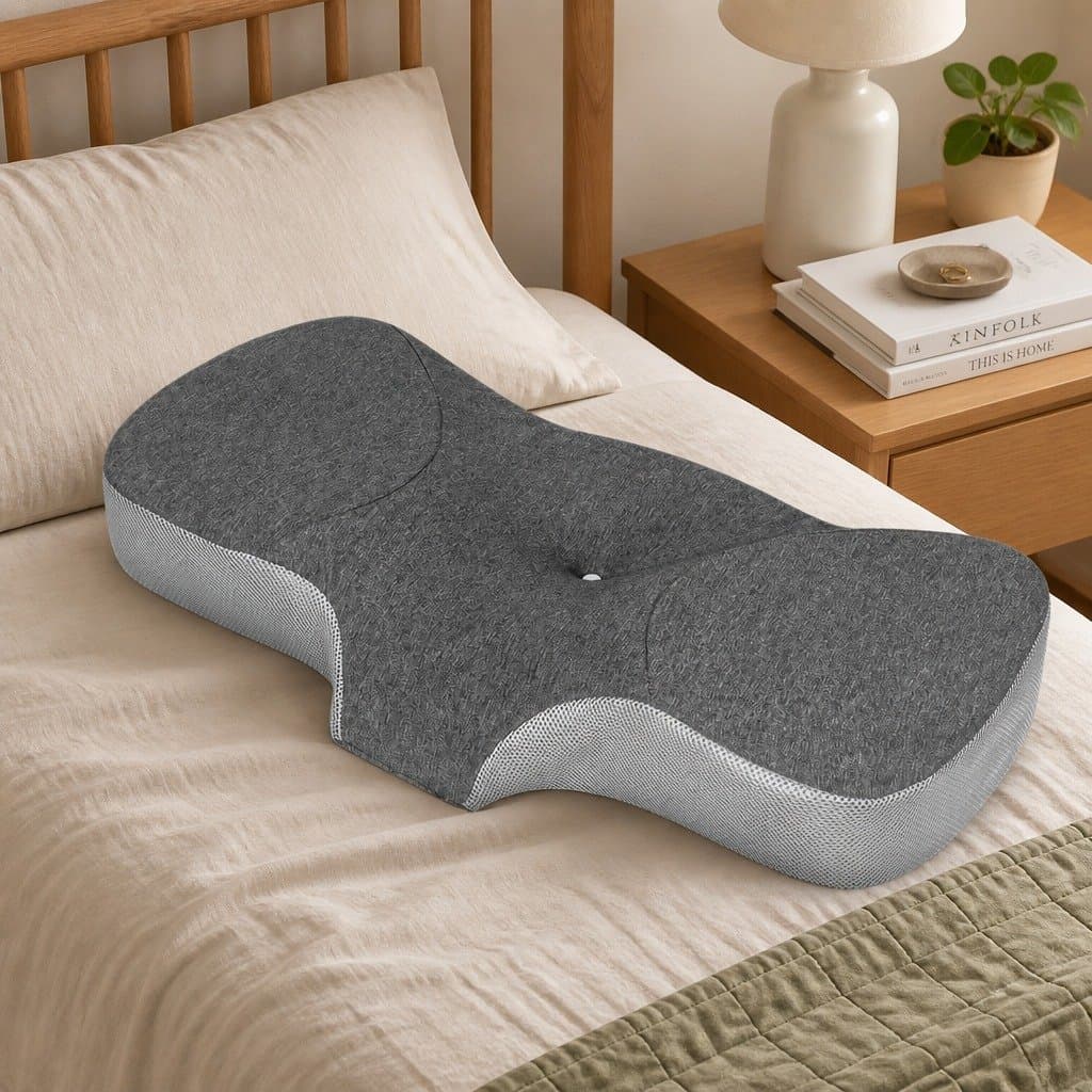 Ergonomic Memory Foam Neck Support Pillow Grey