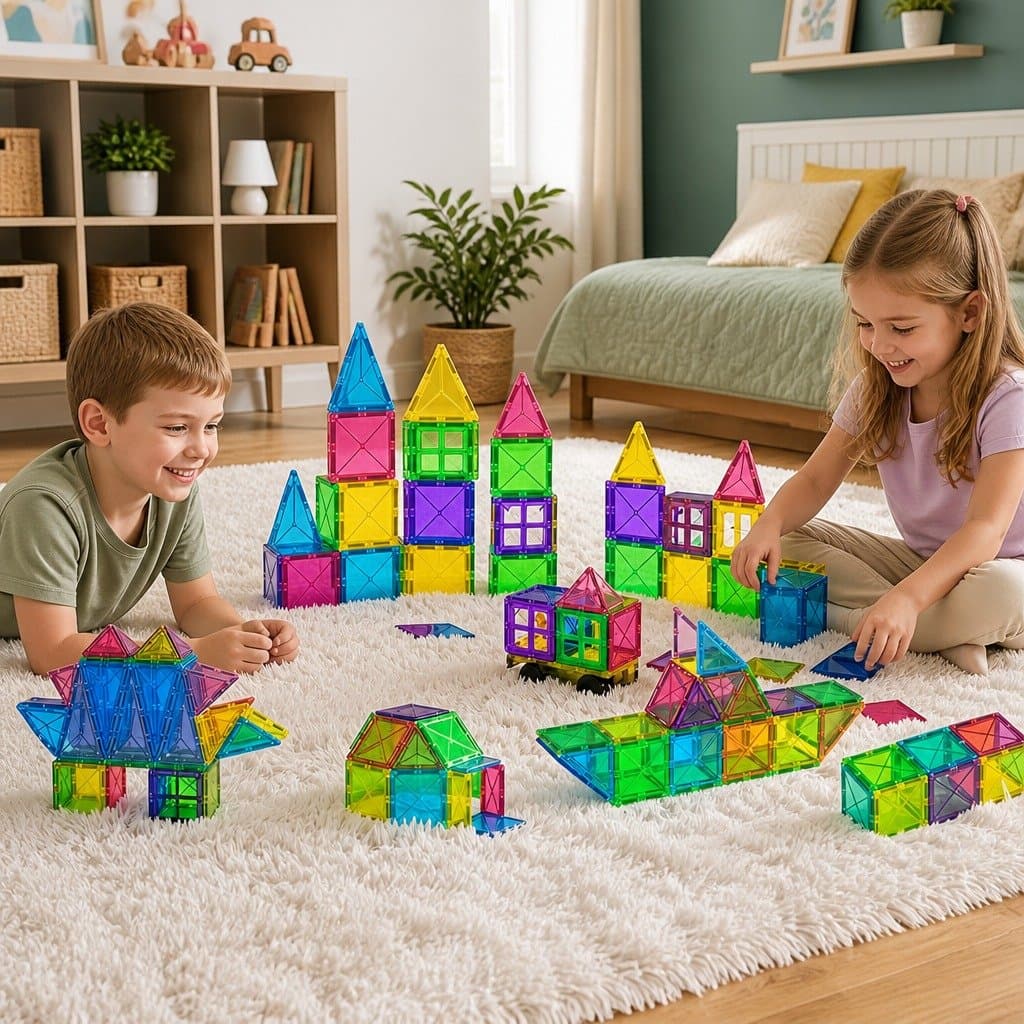 120-Piece Magnetic Tiles Building Blocks Set for Kids