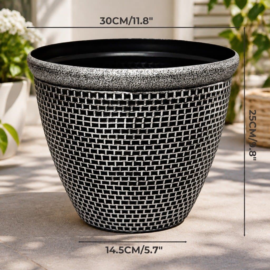 Outdoor Garden Planter Set of 2 Plastic Pots 30cm