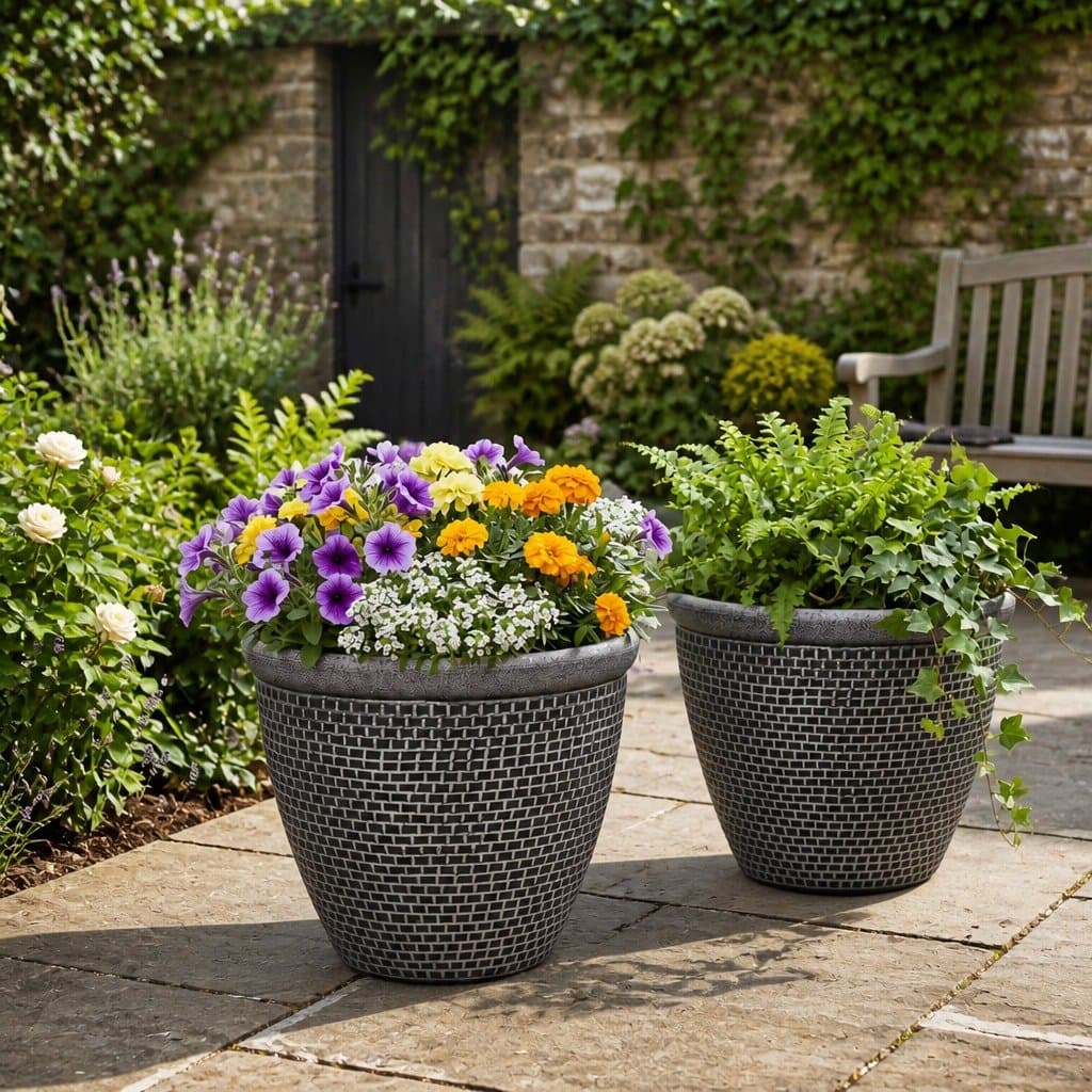 Outdoor Garden Planter Set of 2 Plastic Pots 30cm