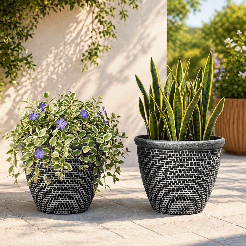 Outdoor Garden Planter Set of 2 Plastic Pots 30cm