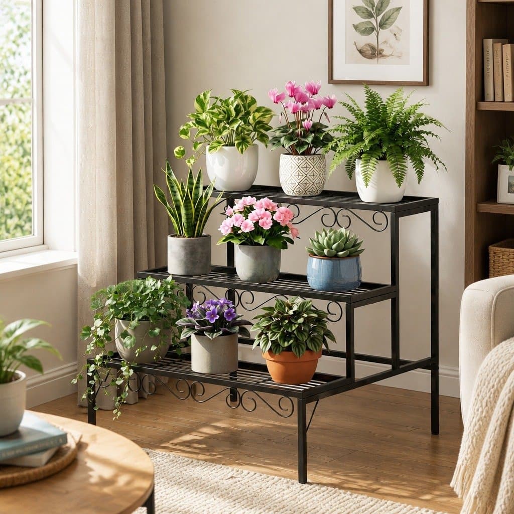 3 Tier Metal Plant Stand for Indoor and Outdoor Use