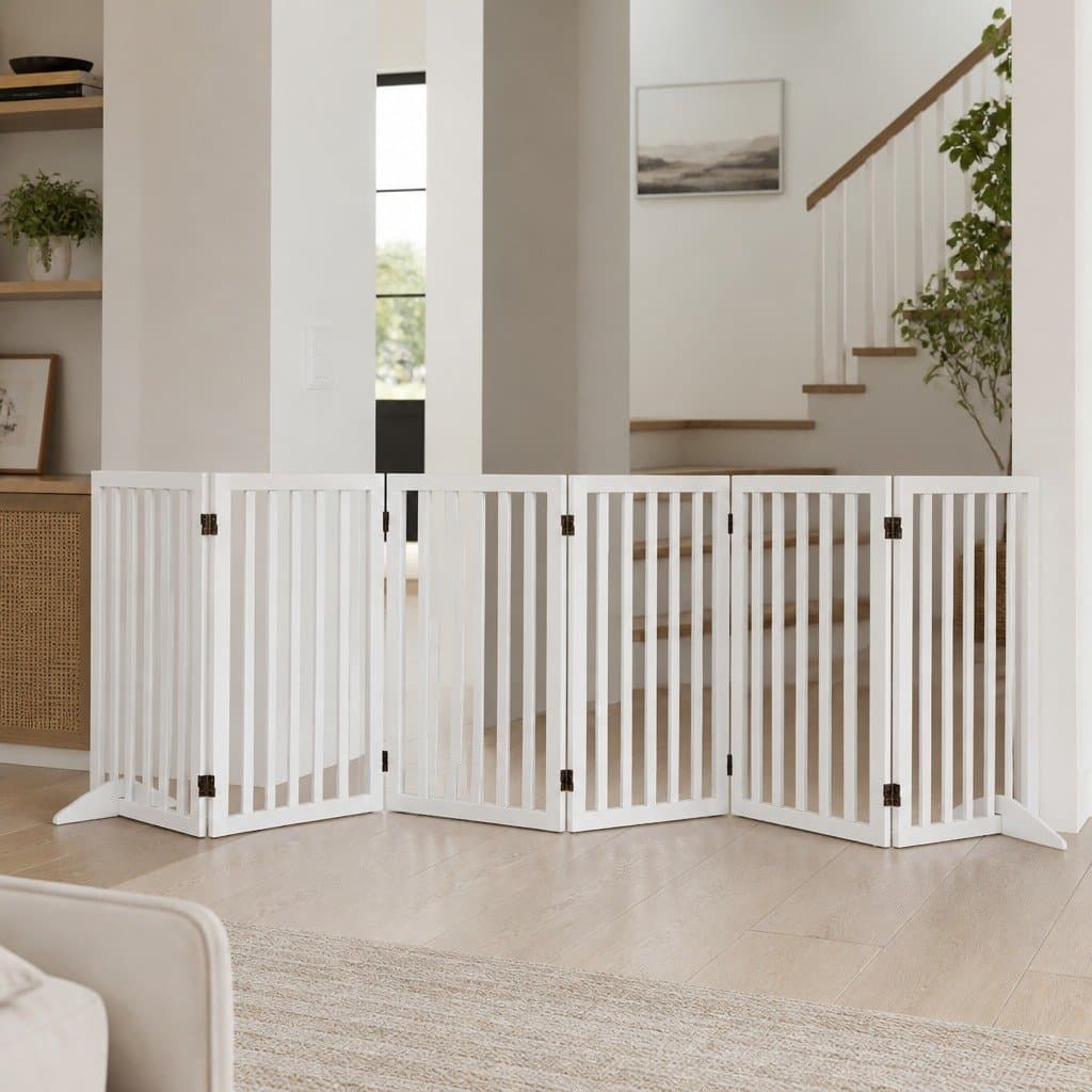 Wooden Pet Gate Foldable Dog Safety Fence 6 Panel Playpen Indoor Outdoor