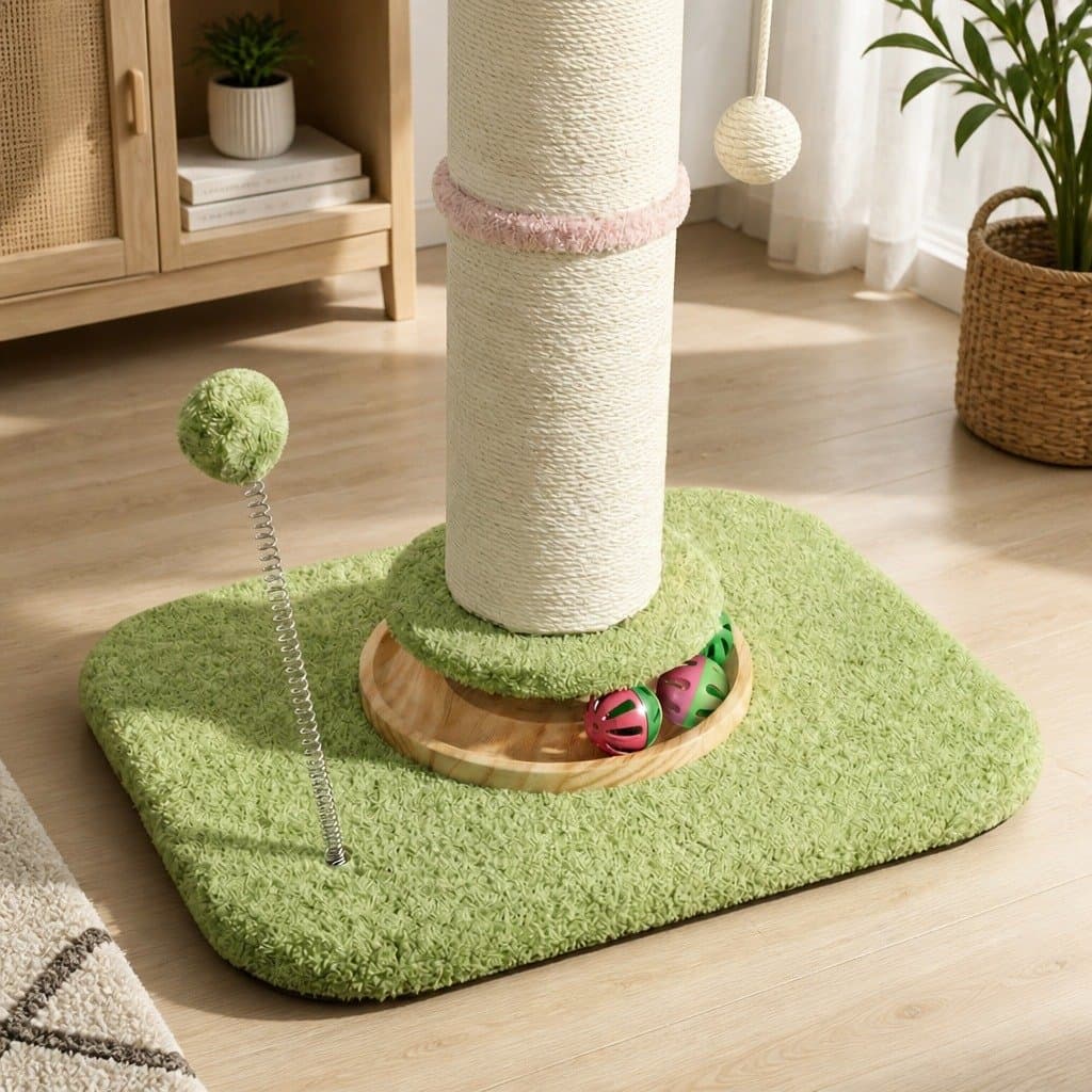 Cat Scratching Post Flower Tower 61.5cm Indoor Feline Tree Plush Platform Play