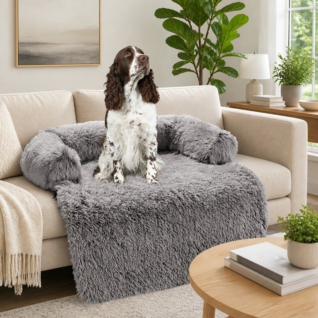 Dog Sofa Bed with Plush Mat and Bolster