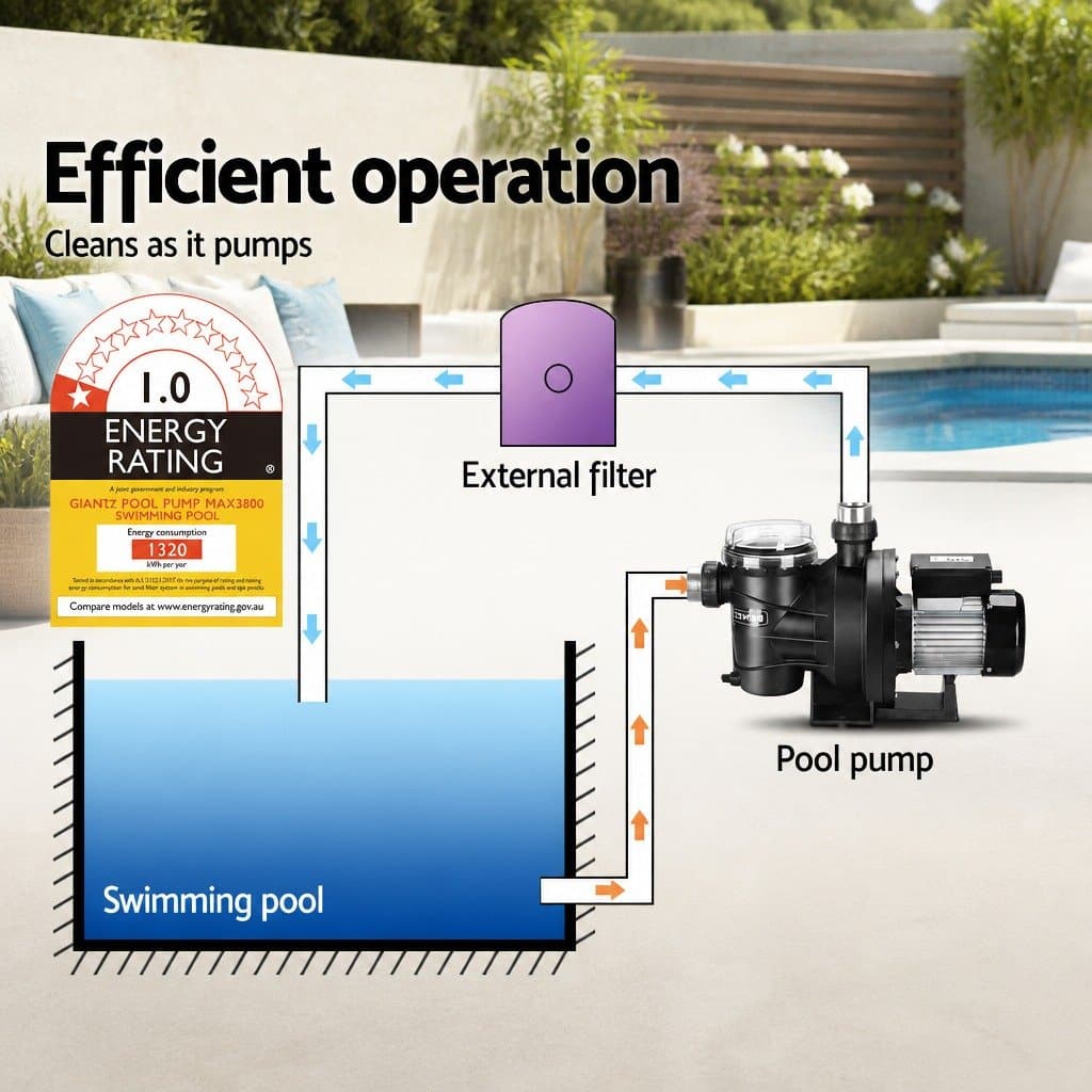 Pool Pump 2000W 2.7HP Swimming Water Circulation Filter Electric Spa Above