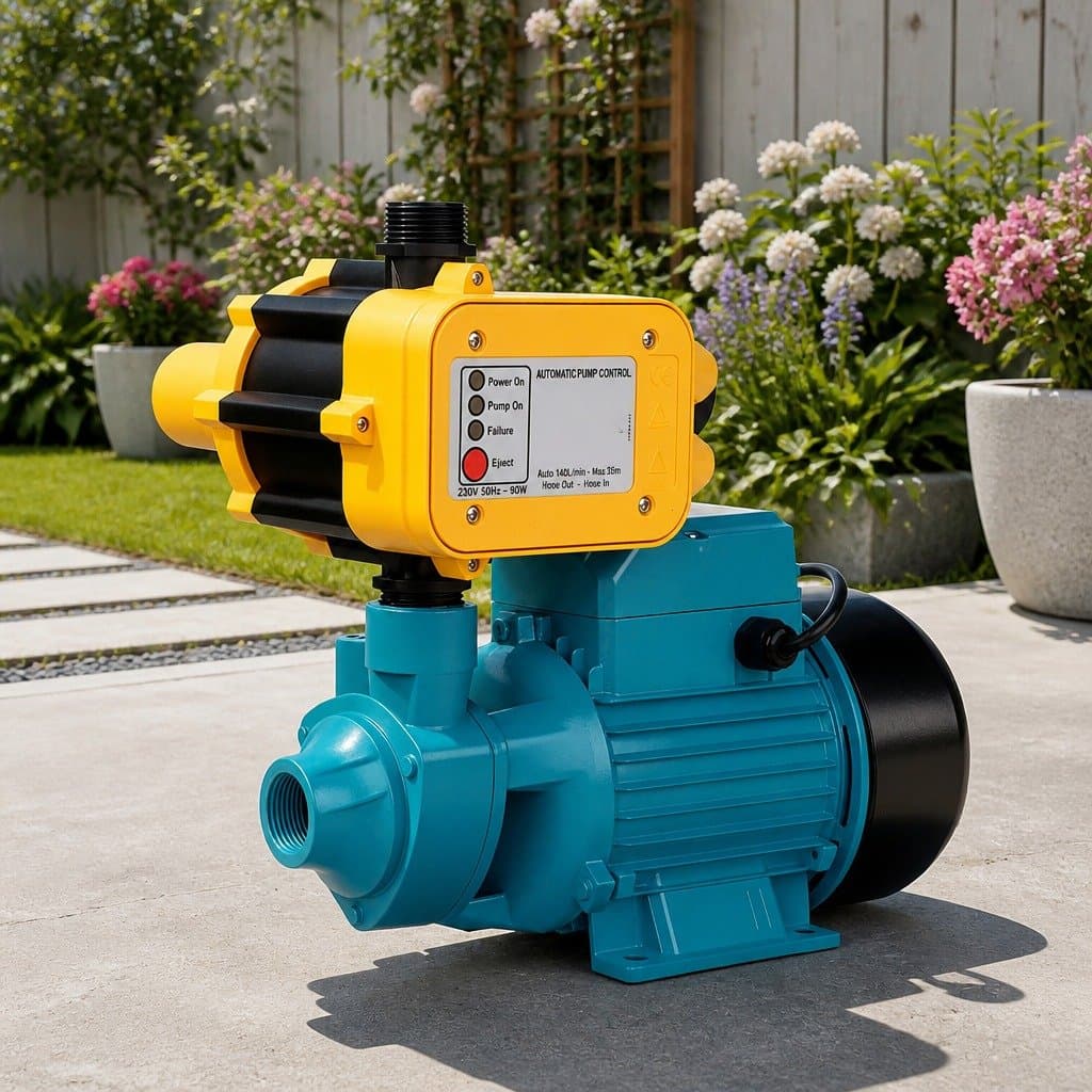 Yellow 750W Water Pump with Auto Pressure Control