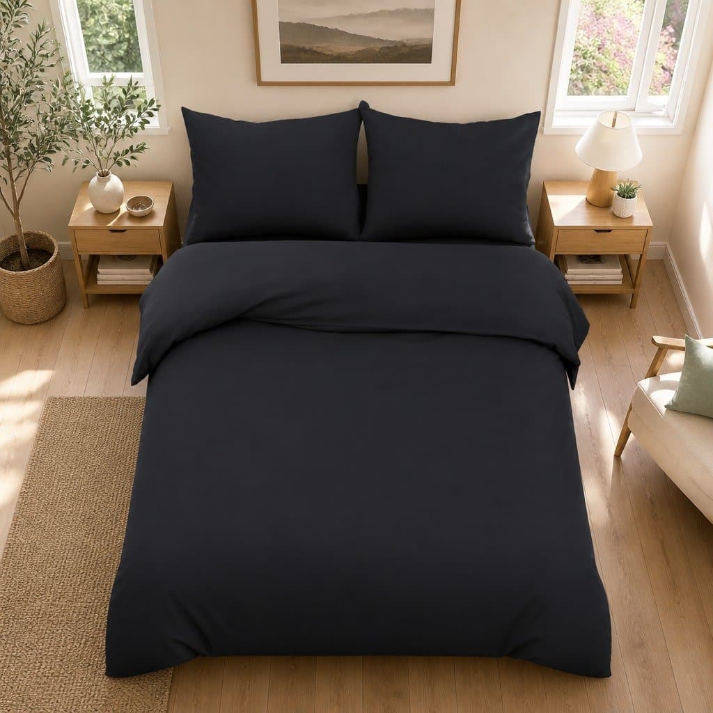 Super King Black 3-Piece Microfibre Quilt Set