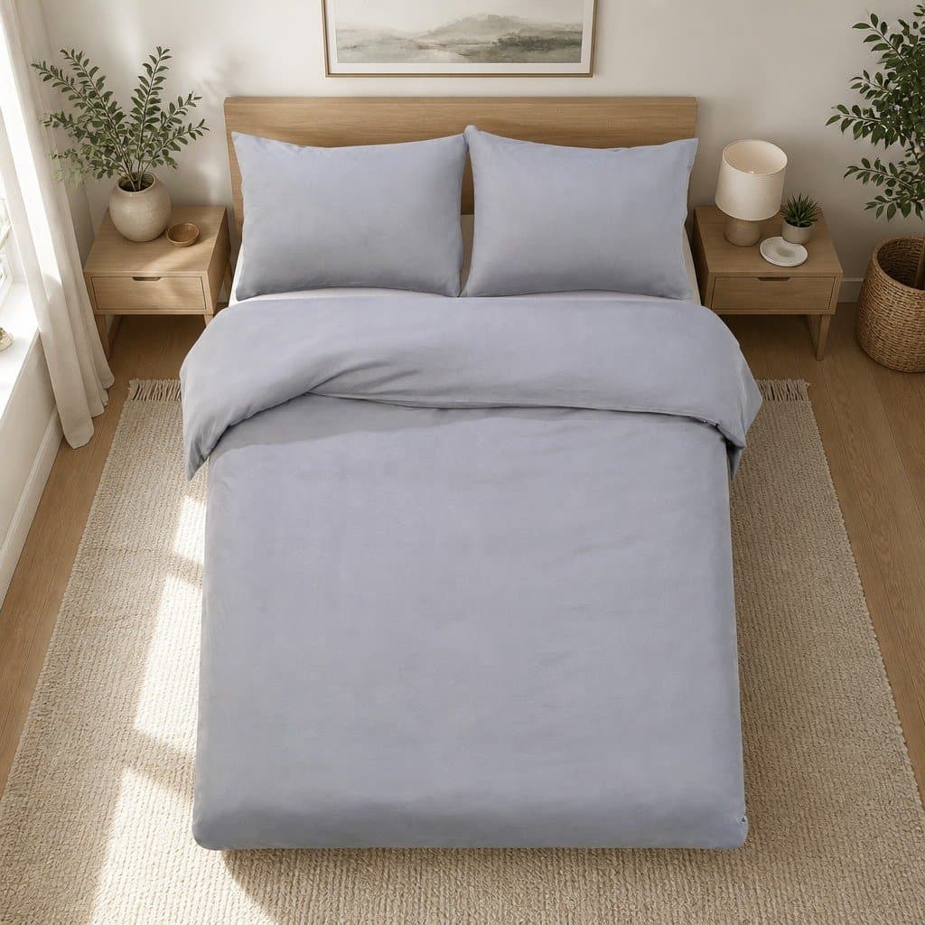 Super King Quilt Cover Set Grey 3-Piece Microfibre