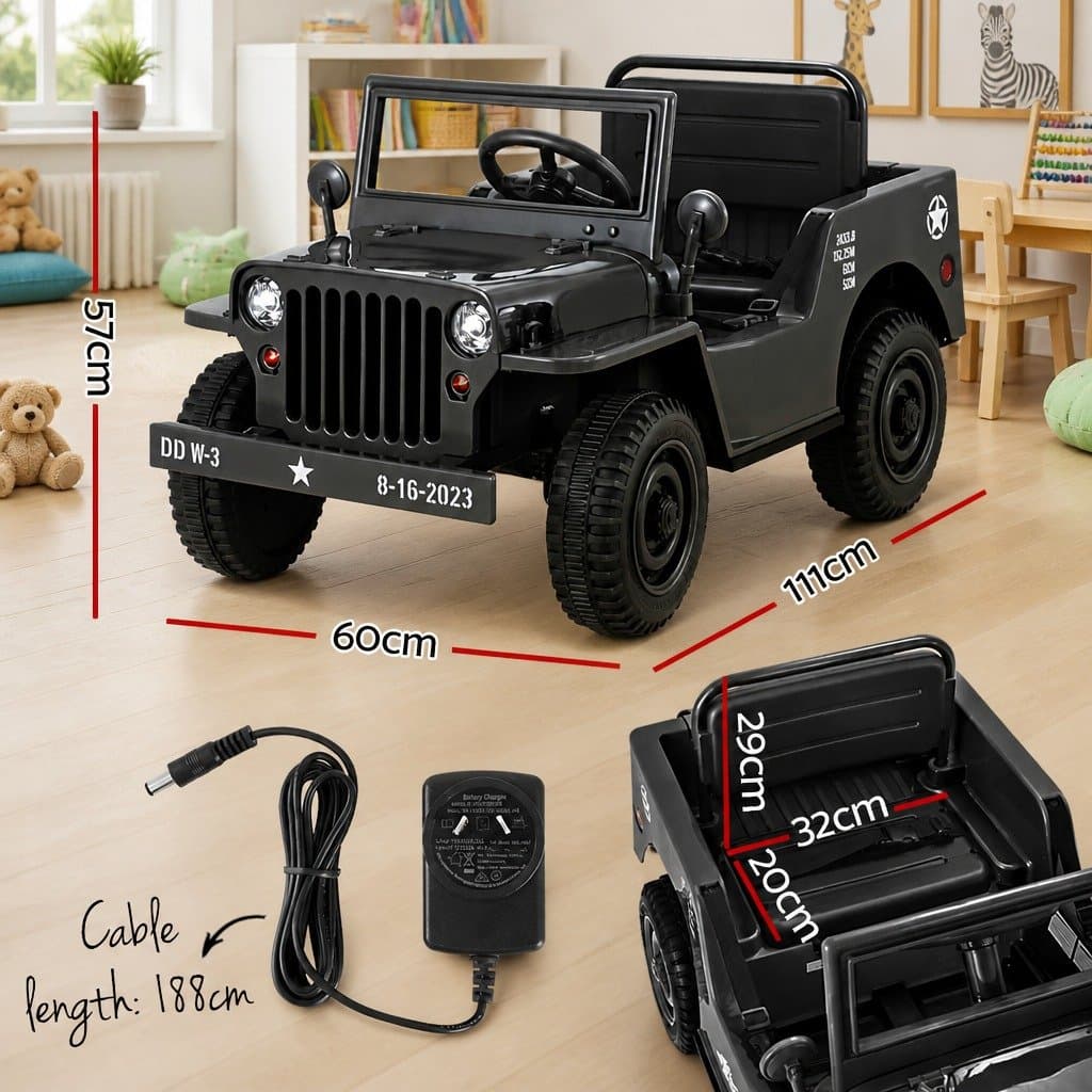 Electric Black Off-Road Jeep Toy for Kids with Remote Control