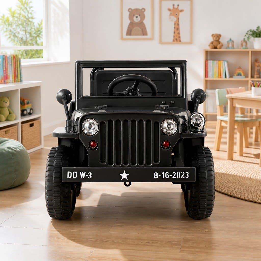 Electric Black Off-Road Jeep Toy for Kids with Remote Control
