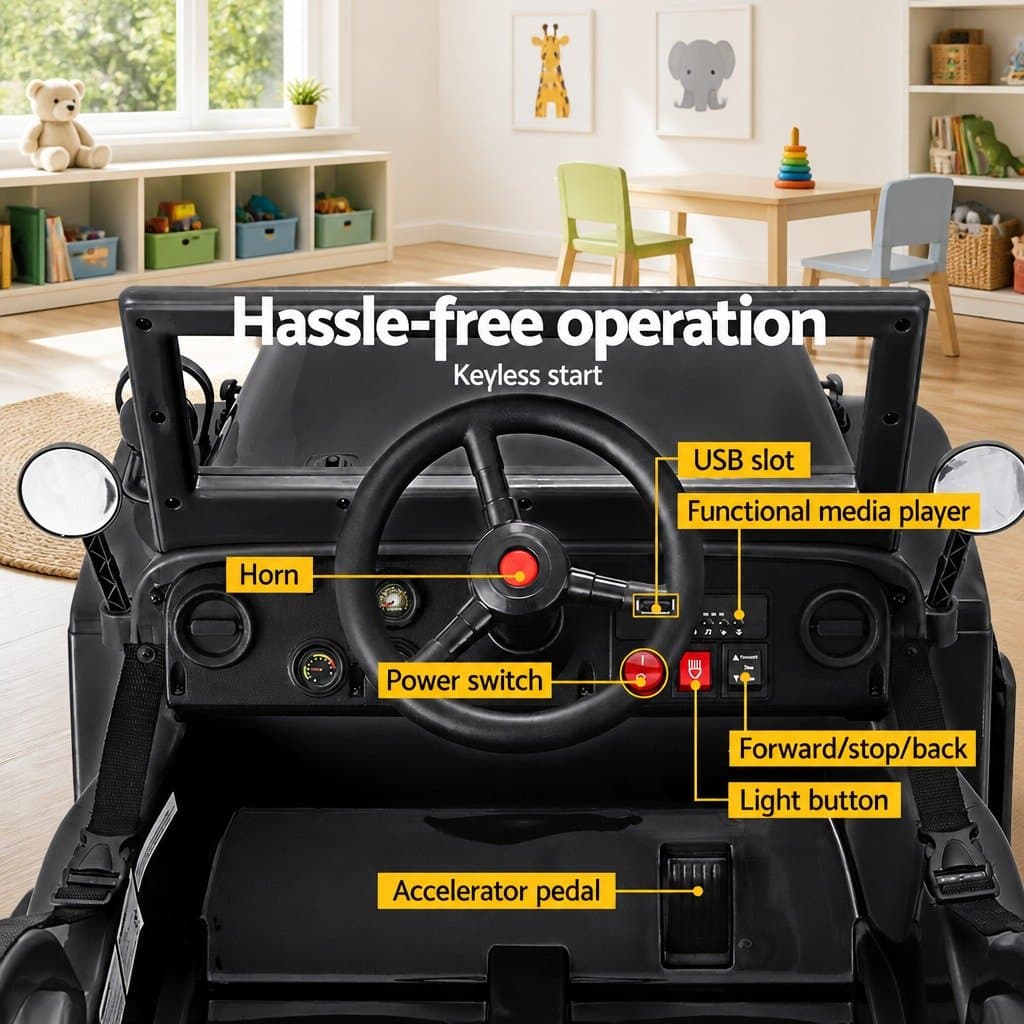 Electric Black Off-Road Jeep Toy for Kids with Remote Control