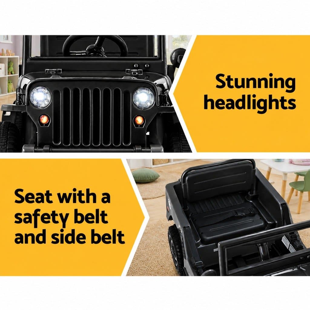 Electric Black Off-Road Jeep Toy for Kids with Remote Control