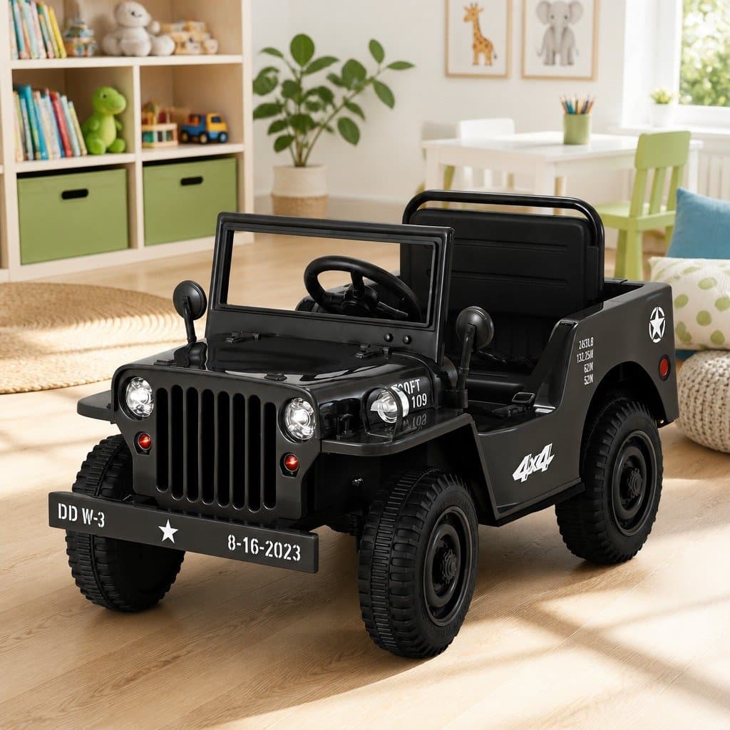 Electric Black Off-Road Jeep Toy for Kids with Remote Control