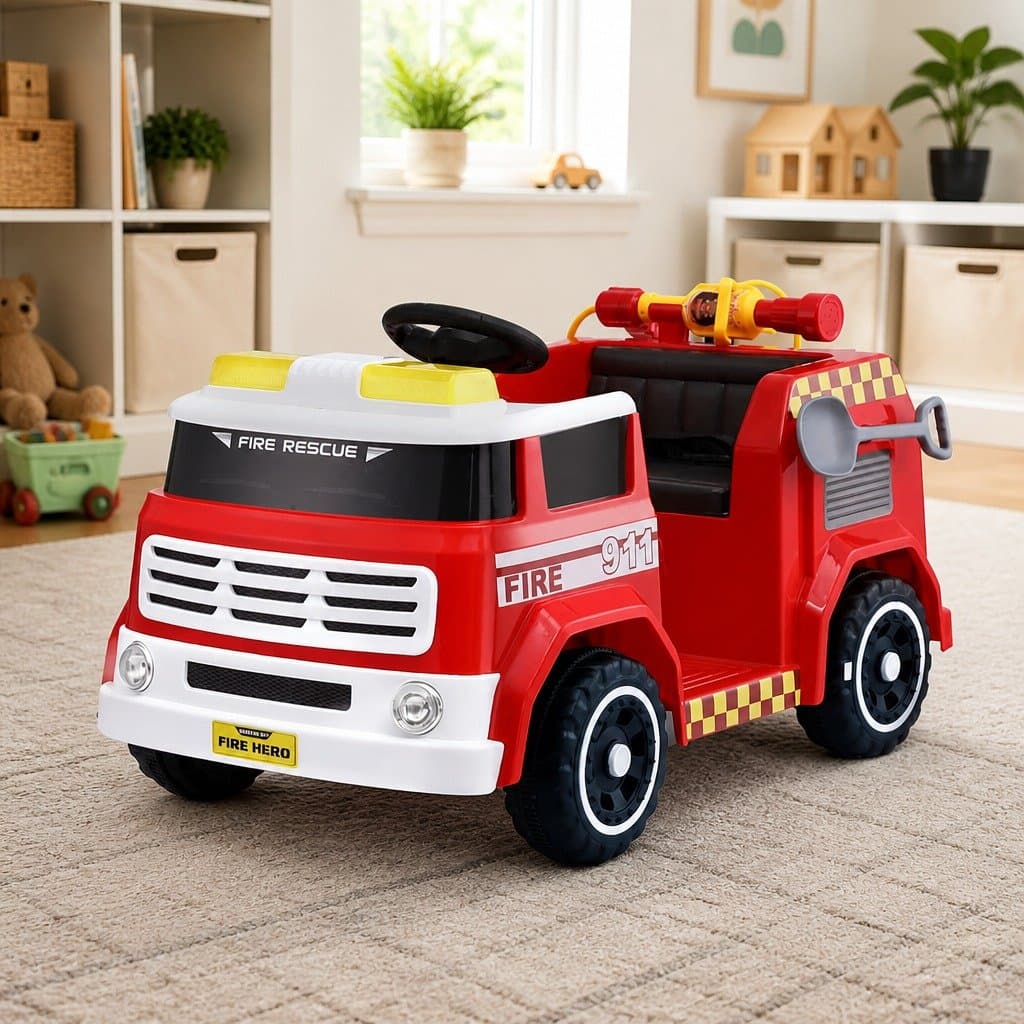 Kids Ride On Fire Truck with Water Gun and Lights