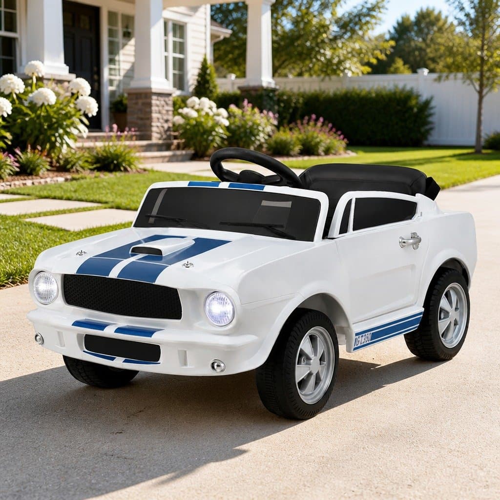 White Electric Ride On Car for Kids with Remote Control