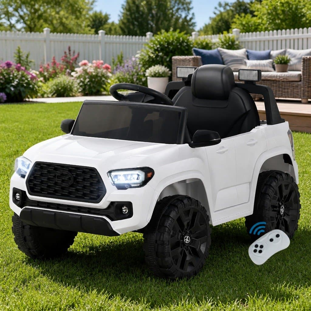 Tacoma 12V White Kids Electric Ride On Car with Remote