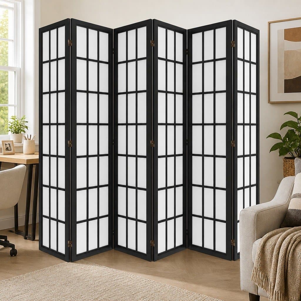 6 Panel Folding Room Divider 170cm Screen