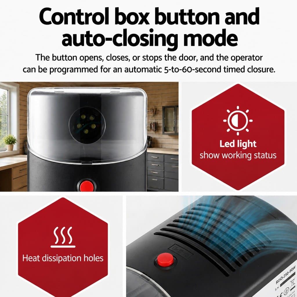 Automatic Roller Door Opener 250N Motor 220V Garage Barn Warehouse Auto Safety