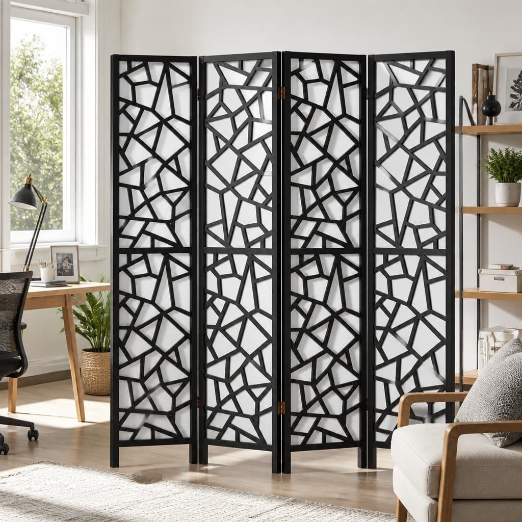 4 Panel Room Divider Screen 162x170cm Foldable Privacy Partition Folding Panel