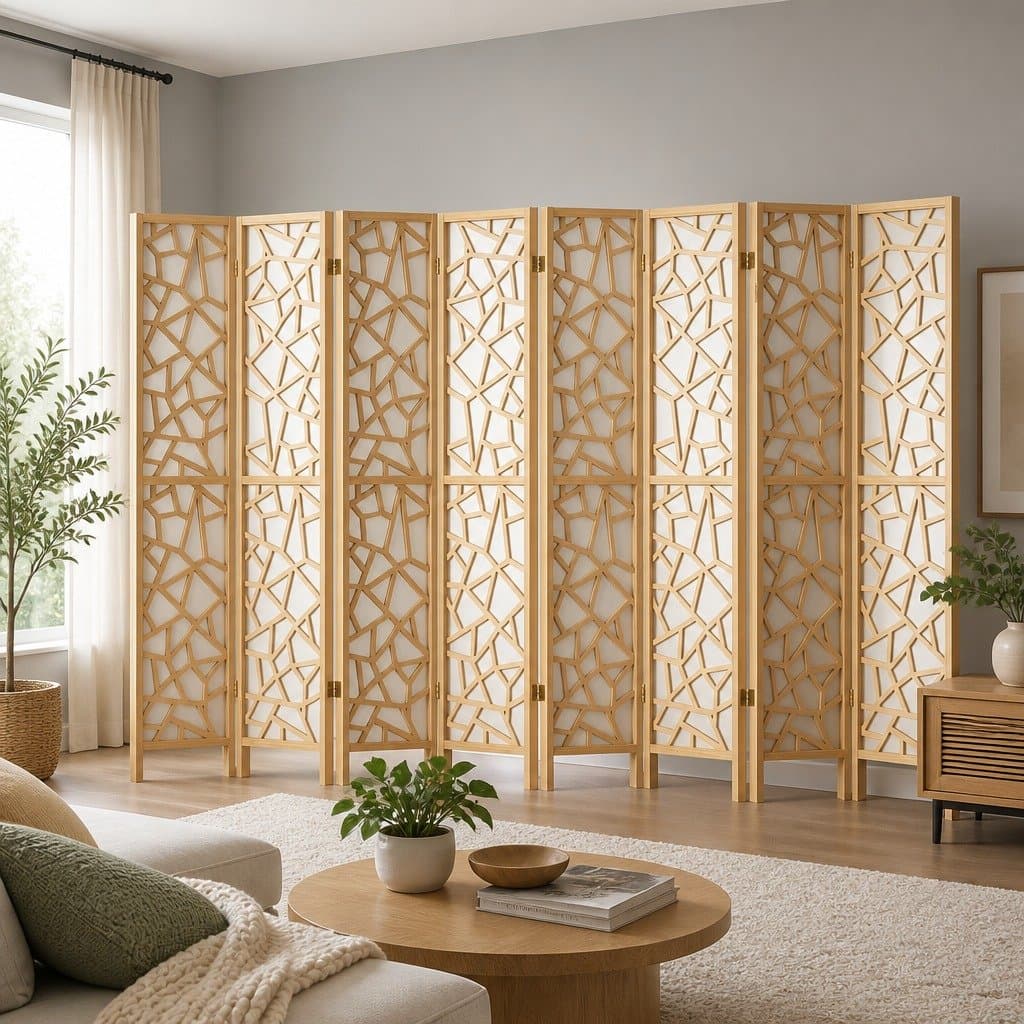 8 Panel Room Divider with Durable Construction 325x170cm