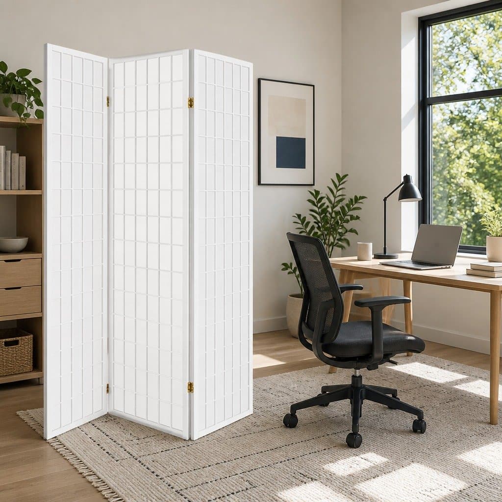 3 Panel Room Divider Screen White 131x179cm Folding Privacy Partition Home