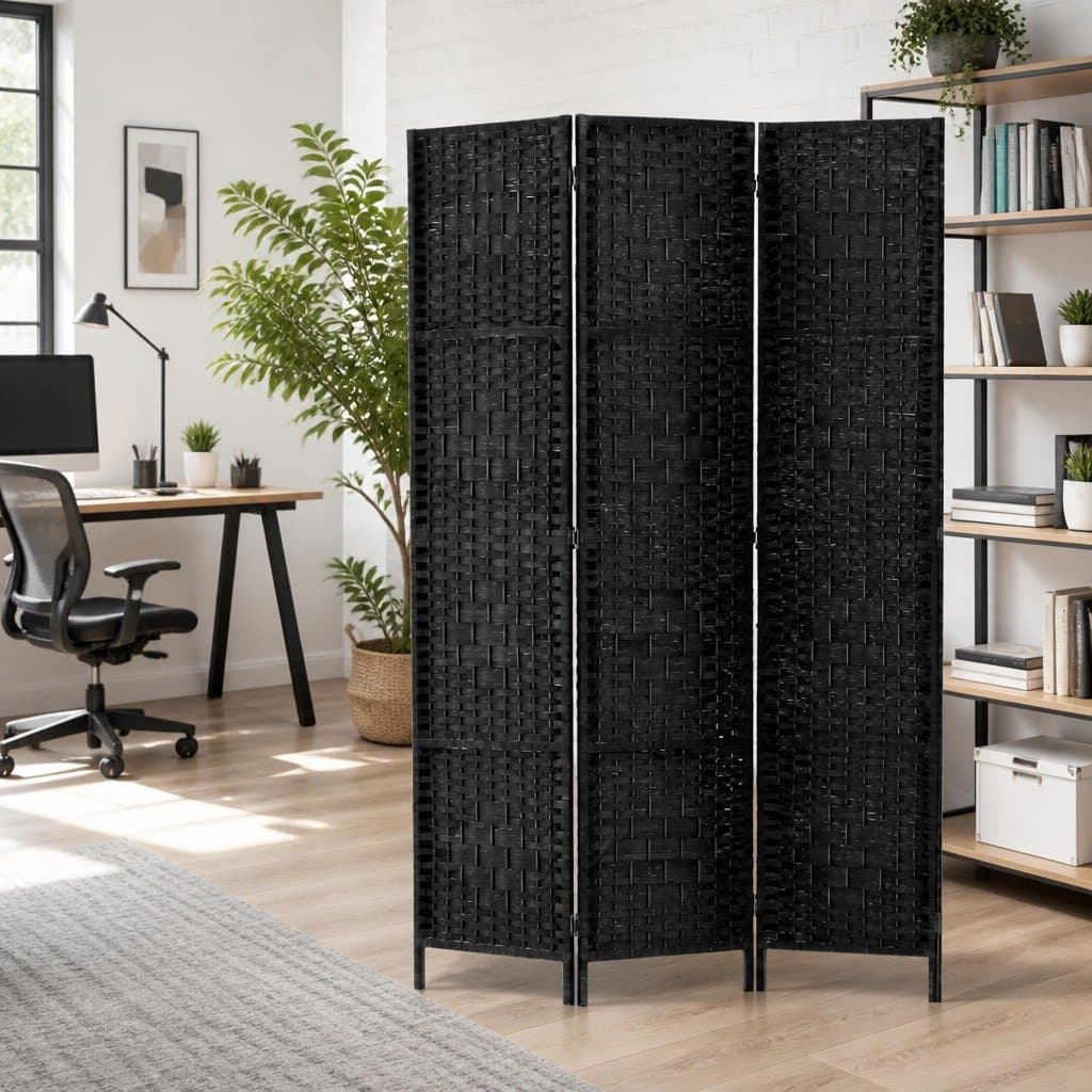 Hand-Woven 3 Panel Room Divider Screen 123x170cm